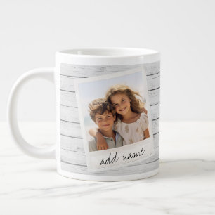 Caneca De Café Grande Moldura de Foto Rústica com Impressão de Fundo em
