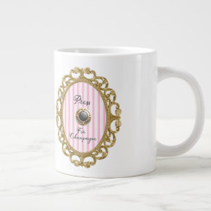 Caneca De Café Grande Moldura de Luxo Barroco em Ouro Rosa Press For Cha