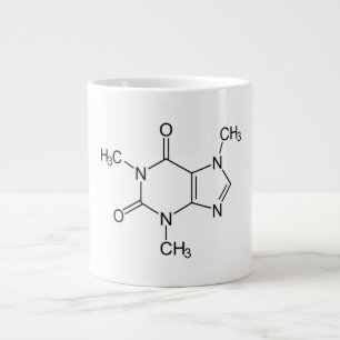Caneca De Café Grande Molécula de Cafeína Química Café Átomos