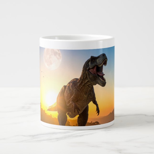 Caneca De Café Grande Moletom T-Rex – Dinossauro Rugindo (Frente)