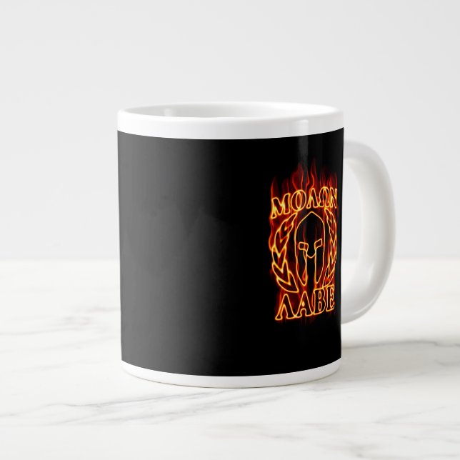 Caneca De Café Grande Molon Labe Spartan Warrior Laurels on Fire (Frente Esquerda)