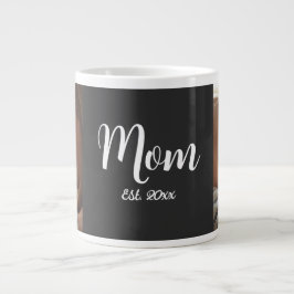 Caneca De Café Grande Mom Established Script Black Photo Specialty Mug
