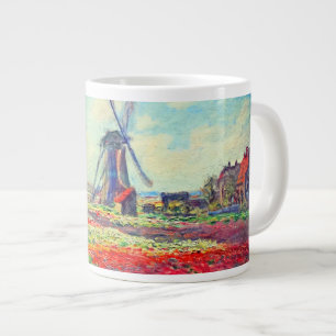 Caneca De Café Grande Monet Tulips Windmill