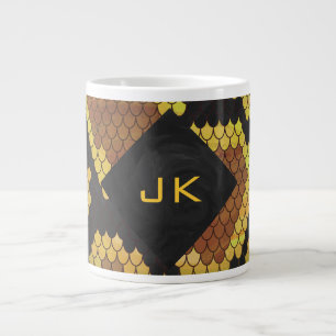 Caneca De Café Grande Monograma Cobra castanho e Impressão Dourado