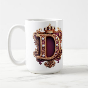 Caneca De Café Grande Monograma D em Veludo Vermelho