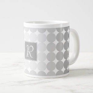 Caneca De Café Grande Monograma de Círculos Cinzas Modernos