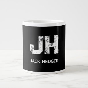 CANECA DE CAFÉ GRANDE MONOGRAMA DE DUAS LETRAS BRANCO MINIMALISTA NOME P