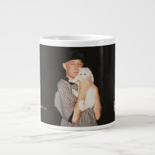 Caneca De Café Grande Monograma de Fotografias de Mim e Meu Gato Lovey