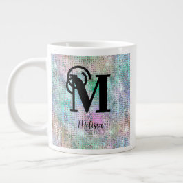 Caneca De Café Grande Monograma de Literatura Estendido de Pastel Modern