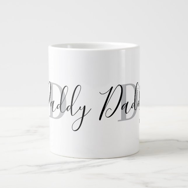 Caneca De Café Grande Monograma de Papai Cinza (Frente)