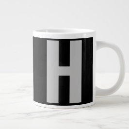 Caneca De Café Grande Monograma de tamanho excessivo em preto e Cinza