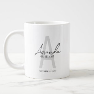 Caneca De Café Grande Monograma e Nome da Moderna Personalizada Bridesma