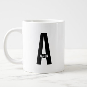 Caneca De Café Grande Monograma e Nome Personalizados Modernos e Destaca
