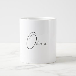 Caneca De Café Grande Monograma Elegante Simples Clássico Personalizado
