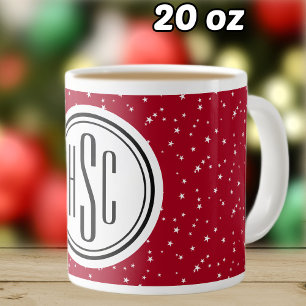 Caneca De Café Grande Monograma - Estrelas Vermelhas e Brancas Jumbo Caf