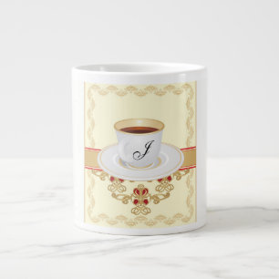 Caneca De Café Grande Monograma Europeu - Café - Letra J