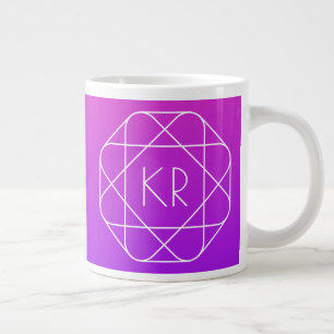 Caneca De Café Grande Monograma Geométrico Legal Violeta Roxo Magenta