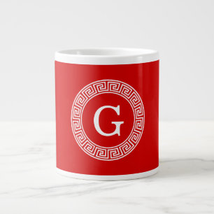 Caneca De Café Grande Monograma Inicial do Quadro-chave grego Red What