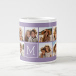 Caneca De Café Grande Monograma Personalizado de Colagem de Fotos do Ins<br><div class="desc">Modern Pastel Purple Lilac - Use 11 fotos quadradas para criar um presente exclusivo e pessoal. Ou você pode ficar com o filhote hipster e fazer uma moda. Se precisar ajustar as fotos,  clique na ferramenta personalizar para fazer alterações.</div>