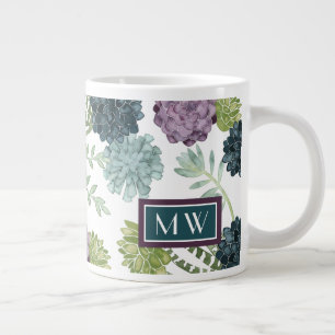 Caneca De Café Grande Monograma Planta Felicidade Coleção de Seres Hu