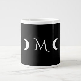 Caneca De Café Grande Monograma preto-e-branco do Crescente Moderno
