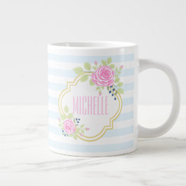 Caneca De Café Grande Monograma Rico Rosa Rosado Blueberry Jumbo Mug