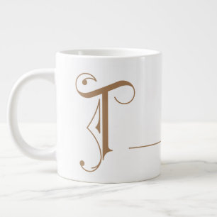 Caneca De Café Grande Monograma T em bela tipografia de rolagem