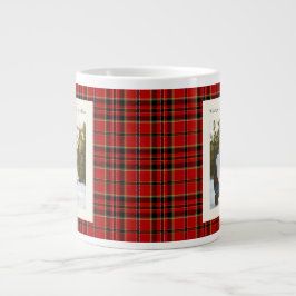 Caneca De Café Grande Monograma Xadrez Verde Vermelho Natal Rústico 2 Fo