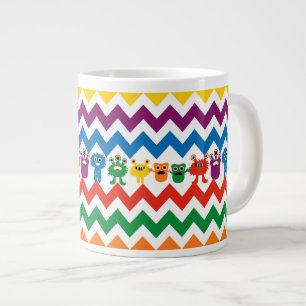 Caneca De Café Grande Monstros Divertidos Coloridos, Cute Chevron Strike