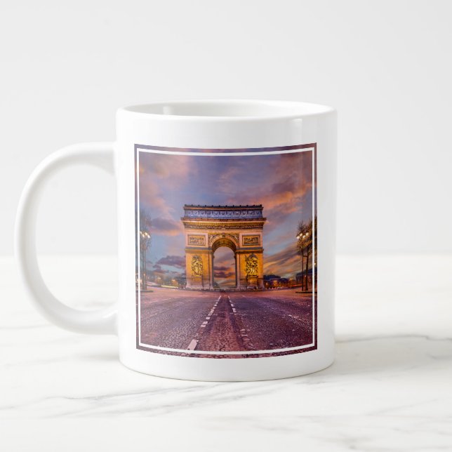 Caneca De Café Grande Monumentos | Arc de Triomphe, Paris, França (Esquerda)