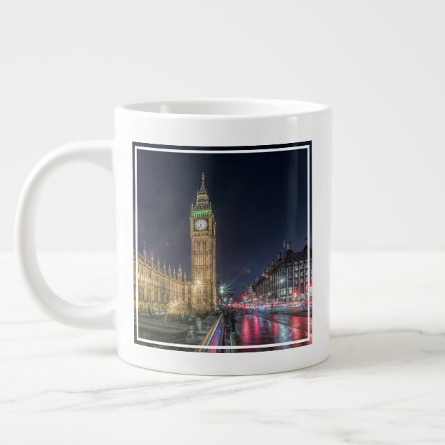 Caneca De Café Grande Monuments | Big Ben at Night (Esquerda)