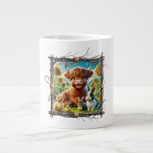 Caneca De Café Grande Moos & Brews: Vaca Highland Jumbo Mug (Frente)