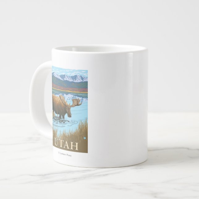 Caneca De Café Grande Moose BebendoUtah (Frente Esquerda)