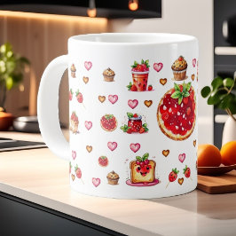 Caneca De Café Grande Morango 💗 🍓 🥨