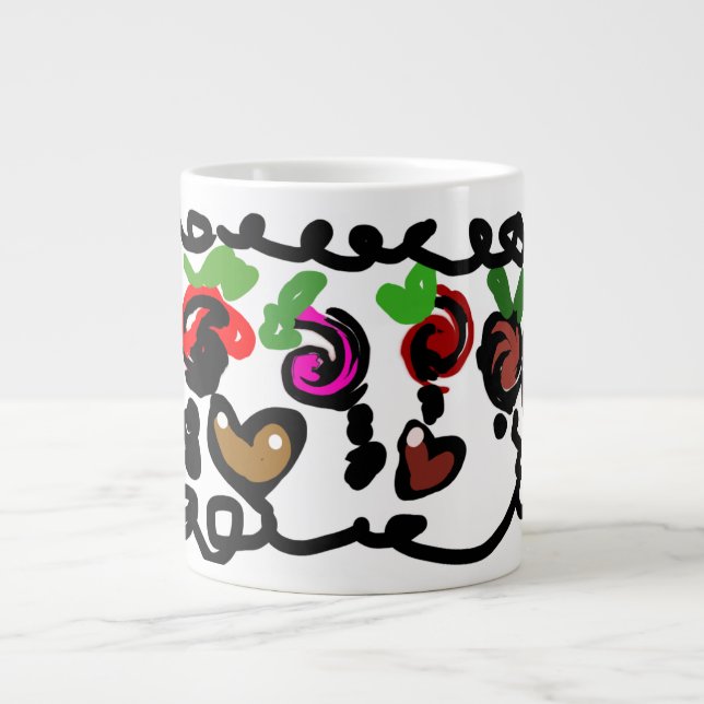 Caneca De Café Grande Morango de Chocolate do dia dos namorados  (Frente)