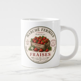 Caneca De Café Grande Morangos de Mercado de Agricultores Franceses Vint