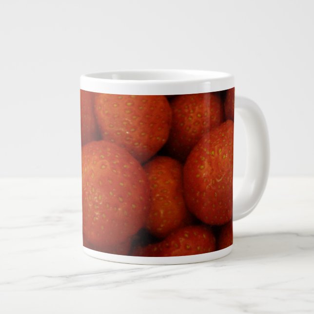 Caneca De Café Grande Morangos Suculentos (Frente Esquerda)