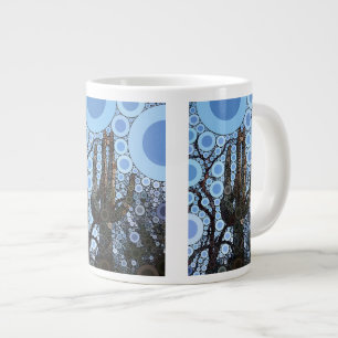 Caneca De Café Grande Mosaico de Círculo Concentrado Saguaro Cactus Ari