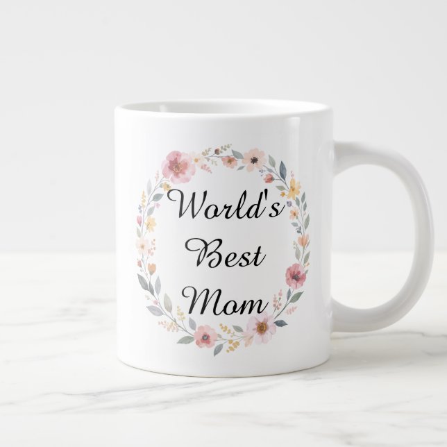 Caneca De Café Grande Mother's Day Gift: "World's Best Mom" (Direita)