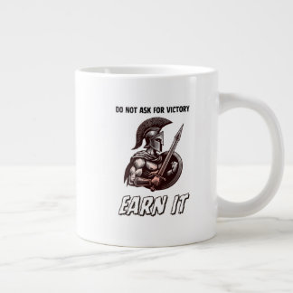 Caneca De Café Grande Motivação de Guerreiro Espartano "Conquiste" Esboç