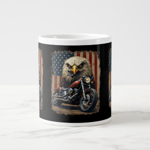 Caneca De Café Grande Motocicleta Bandeira EUA Chopper Retro Motociclist