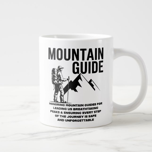 Caneca De Café Grande Mountain Guide Hiking Adventure Graphic Design (Direita)