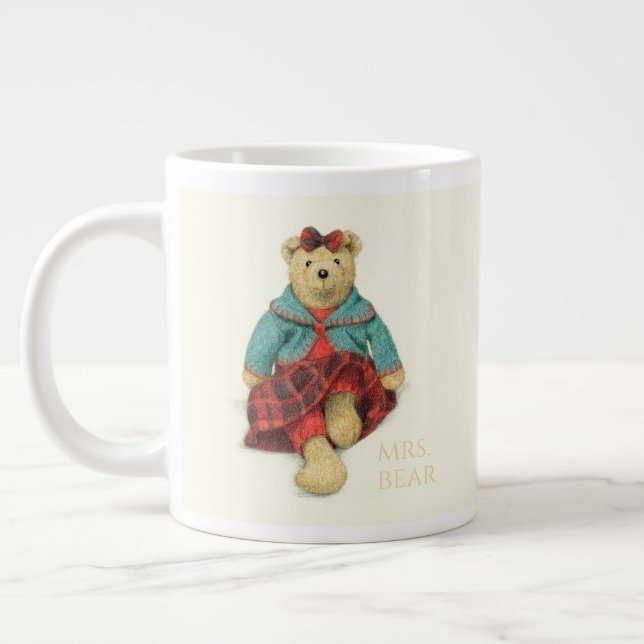Caneca De Café Grande MR & SRA. BEAR Big White Mug (Esquerda)