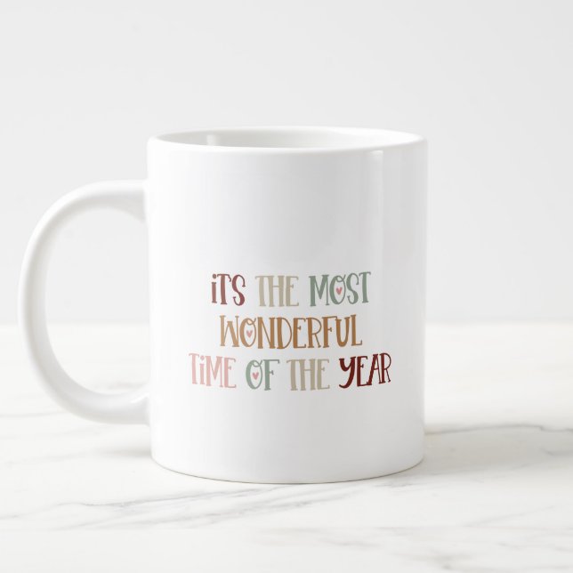 Caneca De Café Grande Mug (591 ml) - It's The Most Wonderful Time (Esquerda)