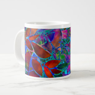 Caneca De Café Grande Mug Abstrato Floral De Vidro