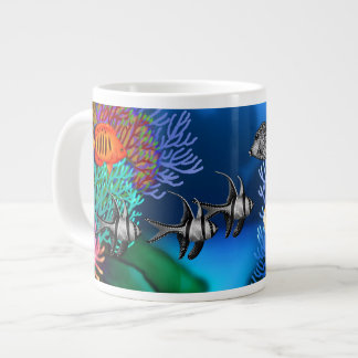 Caneca De Café Grande Mug da Especialidade de Peixes de Coral do Pacífic