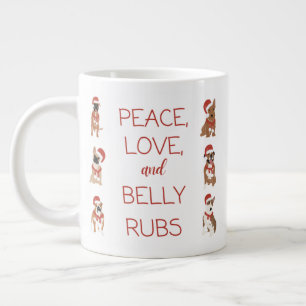 Caneca De Café Grande Mug de 20oz Peace, Love & Belly Rubs