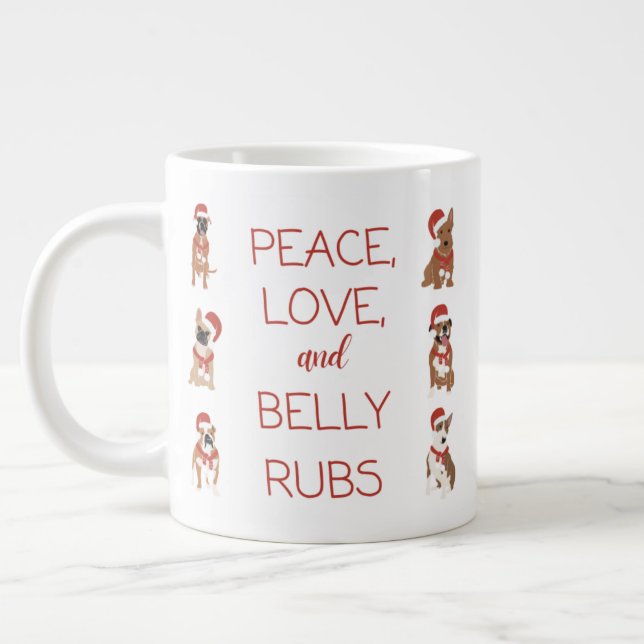 Caneca De Café Grande Mug de 20oz Peace, Love & Belly Rubs (Esquerda)