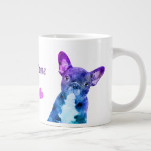 Caneca De Café Grande Mug de Aquarela Personalizado em Boston Terrier