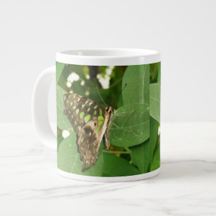 Caneca De Café Grande Mug de borboleta verde iridescente tropical